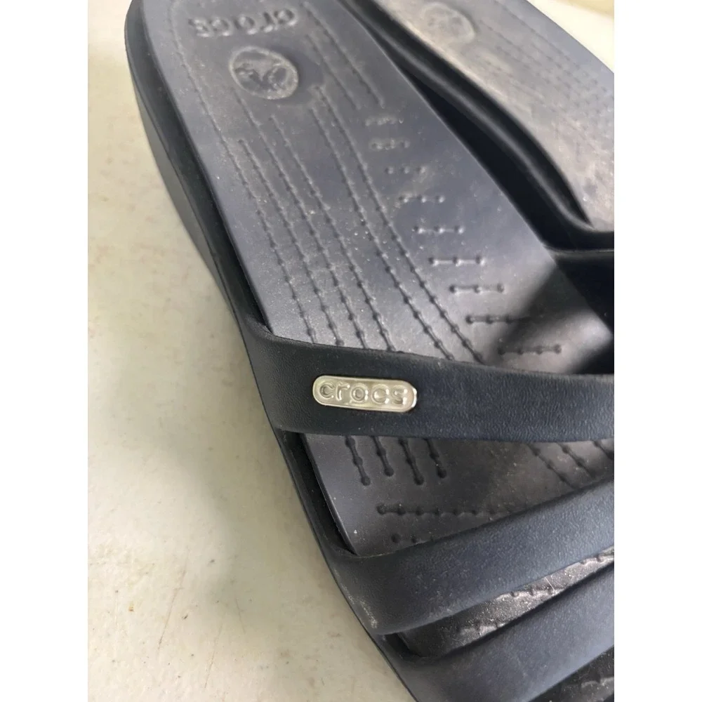Crocs Rhonda Wedge Pump Women's Slides Sandals Slip On Comfort Navy Size 11